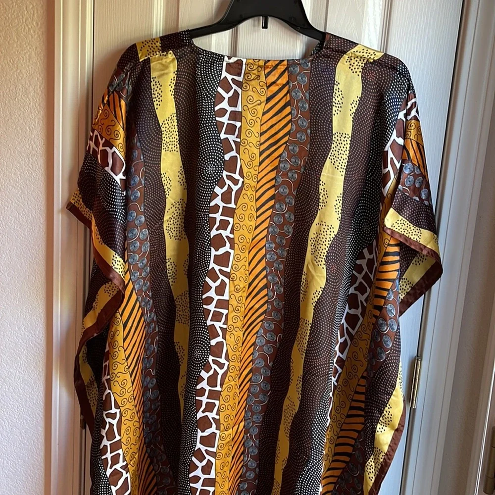NWT WINLAR SATEEN FEEL VIBRANT DESIGN PRINT FULL LENGTH CAFTAN - Picture 7 of 10